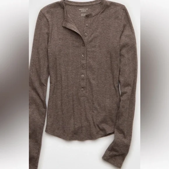 American Eagle Outfitters brown Henley top - Picture 5 of 5